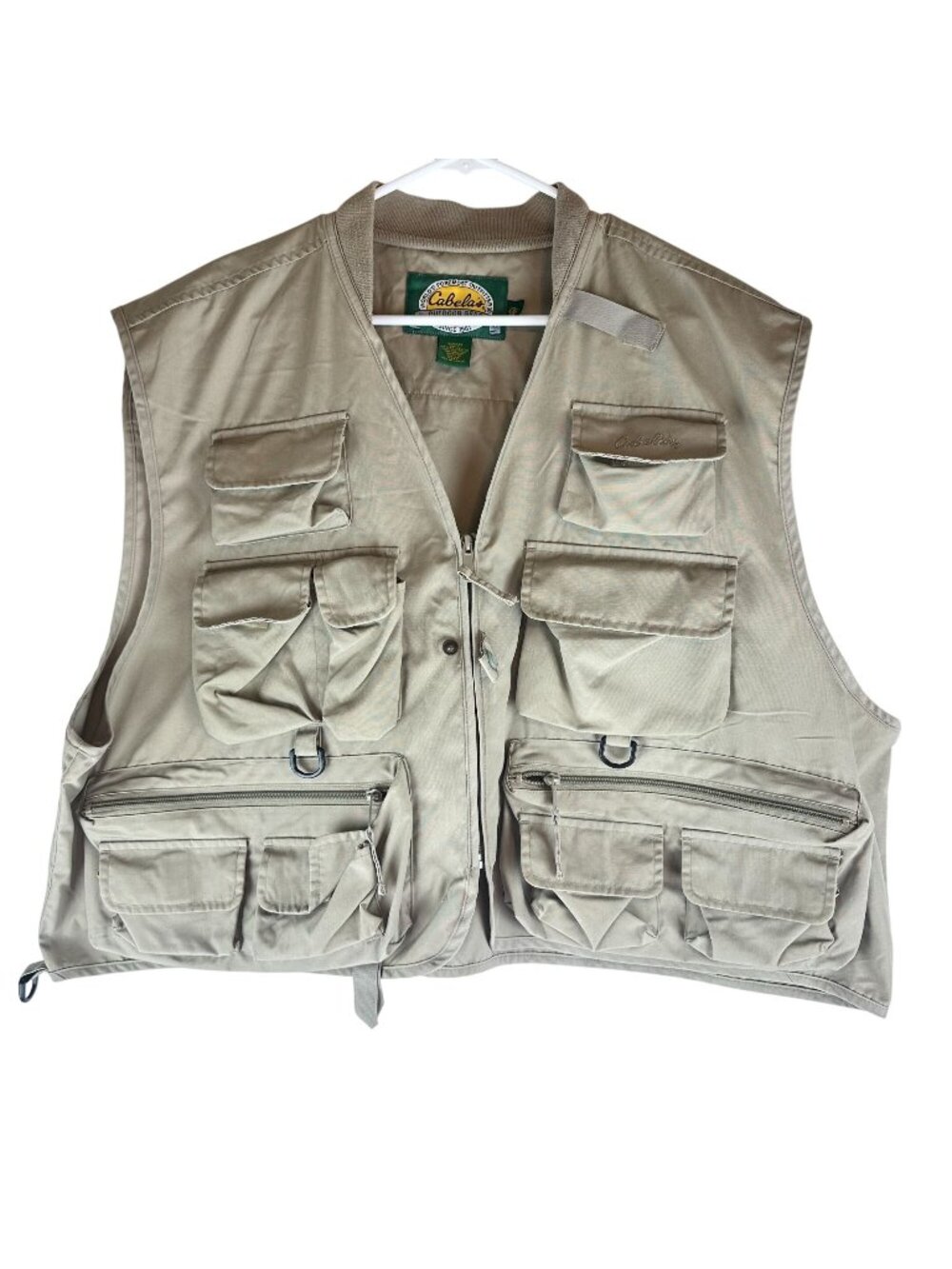 Cabelas Tan Outdoor Utility Vest 2XL Reg 65% Polyester 35% Cotton Multi-Pocket F